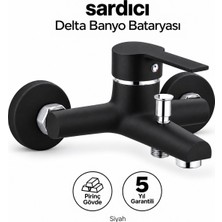 Sardıcı Delta Siyah Pirinç Banyo Bataryası Dirsek Rozet Dahil 5 Yıl Garantili