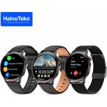 Hainoteko-29 Waterproof Akıllı Saat Amoled Ekran Bluetooth Arama 3 Kordon Set Siyah