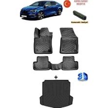 Ahlparts Renault Megane 4 2016 Sonrası Uyumlu 3D Havuzlu Paspas ve Çift Cepli Bagaj Havuzu Seti Asma Koku ve Numaratör Hediyeli
