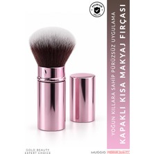 Muggio Kapaklı Kısa Premium Makyaj Fırçası – Allık, Pudra ve Bronzer Fırçası