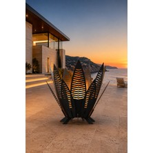 Artun Metal Flame Leaf Alev Form Metal Ateş Çukuru,3 mm Çelik Sac Montajlı Bahçe ve Teras Şöminesi