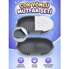 Gees Global Kesme Tahtası Çift Hazneli Süzgeçli Çok Amaçlı Piknik Kamp Mutfak Pratik Fonksiyonel Doğrama Tahtası