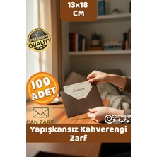 İstisna 100 Adet Yapışkansız Premium Kahverengi Zarf 13X18 cm Mektup Kartpostal Davetiye Zarfı