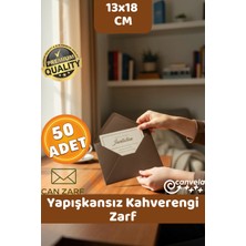 İstisna 50 Adet Premium Yapışkansız Kahverengi Zarf 13X18 cm Mektup Kartpostal Davetiye Zarfı