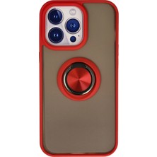 TeknoKapsül iPhone 13 Pro Kılıf Montreal Yüzüklü Silikon Kapak - Kırmızı