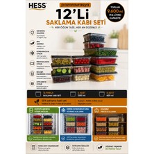 Hess Mikrodalga ve Difriz Uyumlu 12 Adet Saklama Kabı Seti 1200X4+600MLX8