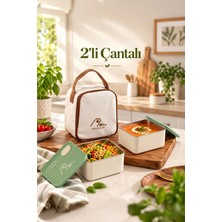 Porsima BL25229 Isı Yalıtımlı Çanta Paslanmaz Çelik 2 Parça Vakumlu Yemek Termosu Beslenme Kutusu Taşınabilir Lunch Box Sefer Tası