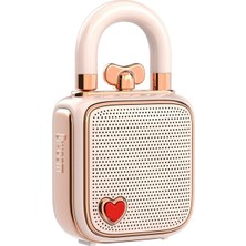 Gees Global Divoom Love-Lock Bluetooth Hoparlör, Küçük Taşınabilir Müzik Kutusu, Kablosuz Stereo Eşleştirme, Retro Ses Kutusu, Sevimli Masaüstü Dekorasyonu, Kızlar Için, Pembe