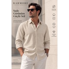 Barmore Comfort Fit Dokulu Bej Gömlek | Kırışmaz, Kolay Ütülenir, Modern ve Zamansız Şıklık