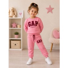 BeU Kids Kız Çocuk %100 Pamuk 3 Iplik Fırçalı Kumaş Pembe Eşofman Takım