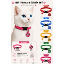 Kedi Isimlik Tasma Pauntiyeli 2'li Set Desenli Kedi Isimliği Isimli Kedi Tasması