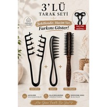 İnvictus Design Invictus Design Unisex Hediyeli 3 Parça Tarak Set Profesyonel Siyah Kuaför Saç Şekillendirici Bukle & Mucizevi & Ahşap Fön Fırçası Isıya Dayanıklı Hacim Pratik Saç Aksesuarlar