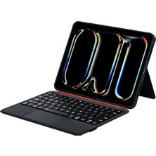 Bix IK02 Manyetik Ayrılabilir iPad Için Touchpad’li Klavye Kılıfı Bluetooth 6.0 Type-C Şarjlı 7 Renk Aydınlatmalı Stant Özellikli Tablet Klavye Kılıfı