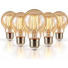 Orbus A60 LED Filament Ampul 4.8W Amber Cam 2700K Sarı Işık 540 Lümen 5'li Paket