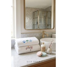 Sleep Garden %100 Pamuk Nakışlı Tasarım Yıldız&ağaç Desen El ve Yüz Havlusu 50X90 cm 2'li Set