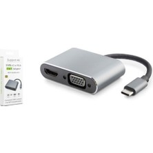 Hadron HDX7838 Type-C To Hdtv HDMI 4K 30HZ + VGA 2ın1 Grı