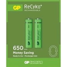 Eco Lounge Gp Recyko 650MAH Aaa Şarjlı Ince Pil 63C092  2li Kart BX40