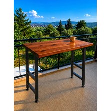 Bezos Masif Bar Masası 85 cm Yüksek Metal Profil Ayaklı Mutfak Yemek Kafe Bistro Çalışma 40X40