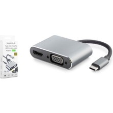 Hadron HDX7839 Type-C To Hub Hdtv 4K 30HZ + Type-C + USB + VGA 4ın1 Grı