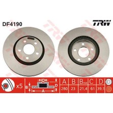 Trw DF4190 Ön Fren Aynası Cruıser 05 10 280X23X21.4XHAVALI 4509994AB