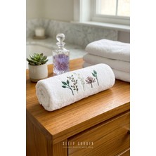 Sleep Garden %100 Pamuk Nakışlı Tasarım Yaprak Desen El ve Yüz Havlusu 50X90 cm