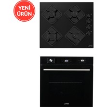 Alveus Afm Serisi T12 Siyah 2'li ( Ikili ) Cam Dijital Dokunmatik Turbolu Ankastre Set ( Fırın+ Ocak )