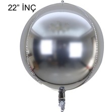 Patladı Gitti 4d Büyük Boy Gümüş Küre Folyo Balon  22" Inç