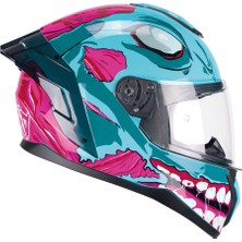Shiro Cgm 330R Rıot Undead Kapalı Kask Mavi/rosa-L
