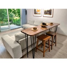 Bezos %100 Masif Bar Masası | Mutfak Adası, Kahve Köşesi, Yemek Masası, Oturma Odası Bistro 140X40