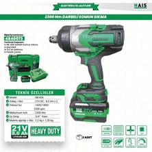 Hais Pro Haispro Profesyonel Darbeli Somun Sıkma 2300 Nm Yüksek Tork 21 V + 8 Ah Çift Akü - RB-826