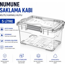 Labolist Numune Saklama Kabı Plastik 5 L - Kilit Kapaklı Kutu