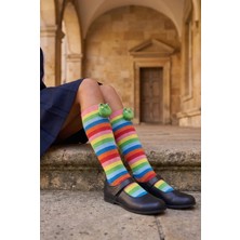 Bony Socks Colored Frog Kız Çocuk Dizaltı Çorap Desenli
