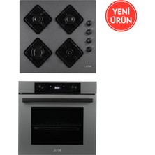 Alveus Afm Serisi T14 Antrasit-Gri  2'li ( Ikili ) Cam Dijital Dokunmatik Turbo Ankastre Set ( Fırın+ Ocak )