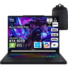 MSI Msı Crosshaır 16 Max Hx Ultra 9-290HX Plus 64-Gbddr5 2 Tbssd RTX5070 (8GB-GDDR7-115W) 16" Qhd+ Windows 11 Home + Hmf Sırt Çantası E2WGK-008TRHMF6