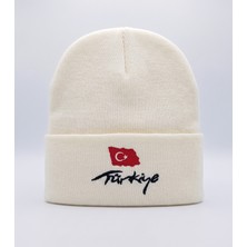 Zee Türkiye Nakışlı Unisex Trikolu Katlamalı Yünlü Bere
