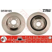 Trw DF4916S Fren Diski Arka Amg Spor Tip Kod 950 951 W221 05>13 C216 0613 W222 1317 R230 0611 221423