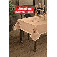 Bezos Dijital Baskılı Kanaviçe Tek Masa Örtüsü 120X160CM Kahve Renk
