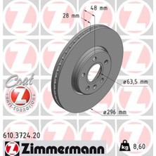 Zimmermann 610.3724.20 Arka Fren Disk Adet Volvo S60 2019 S90 2016 2019 V60 2018 V90 2016 CAP296X5 1