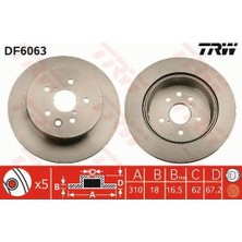 Trw DF6063 Fren Diski Arka Lexus Gs 2005 2011 Is C 2009 Is Iı 2005 Is Iıı 2013 4243130290