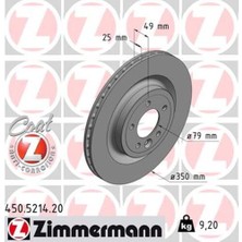 Zimmermann 450.5214.20 Fren Diski Arka 19 Inc Range Rover Sport 2 L494 13 16 Range Rover 4 Vogue L40