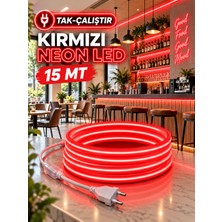 15 Metre Tak Çalıştır Kırmızı Renk Neon LED Borsan 220V Neon LED Kırmızı MONTAJ APARATI DAHİL
