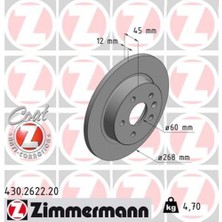 Zimmermann 430.2622.20 Arka Fren Aynası Astra J 09 Mokka 13 Cruze 09 Aveo 11 TRA12 268.5X12X5DL Dolu