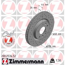 Zimmermann 200.2534.52 Ön Fren Aynası Havalı Kadjar 15 Qashqai J11 13 x Trayl 13 296X26X5D Delıklı 0