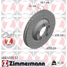 Zimmermann 460.4505.52 Fren Disk Delıklı Ön Sağ Porsche Cayenne 9ya 17 Panamera 971 16 350 mm - 34 M