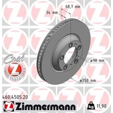 Zimmermann 460.4505.20 Fren Diski Ön Sağ Porsche Cayenne 9ya 17 Panamera 971 16 350 mm - 34 mm 97161