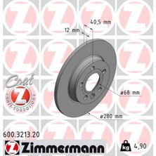 Zimmermann 600.3213.20 Arka Fren Aynası Transporter Iv 1.9 Td 24D 2.5 Tdı 05 96 04 03 280X12X5DL 986