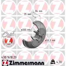 Zimmermann 430.1618.20 Arka Fren Kampanası Corsa A 83 92 Corsa B Tigra A 93 02 Abs Sız 90135504