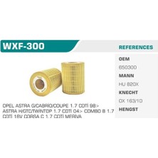 Winkel WXF-300 Yağ Filtresi Astra G 0005 H 04> Corsa C 01> Combo B Meriva 0310 1.7 Cdtı Y17DT Eco Ko
