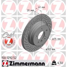 Zimmermann 150.1292.52 Fren Diski Arka Sol Bmw M3 E36 Kaplamalı Delıklı 34212227177