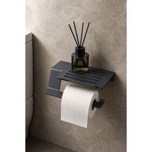 Artun Metal Modern Minimal Antrasit Metal Raflı Tuvalet Kağıtlığı,premium 3 mm Kalın Kaliteli Metal,yüksek Kalite Kendinden Çift Taraflı Yapışkanlı,modern Banyo Aksesuarı
